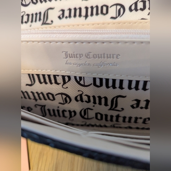 BNWT Juicy Couture Women's Black Raised Signature Embossed Flap Wallet/Clutch - Picture 6 of 16